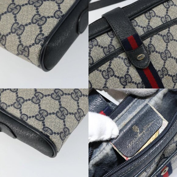 GUCCI GG Supreme Sherry Line Shoulder Bag PVC Navy Gold 10 02 055 Auth ep11283 - Picture 16 of 16